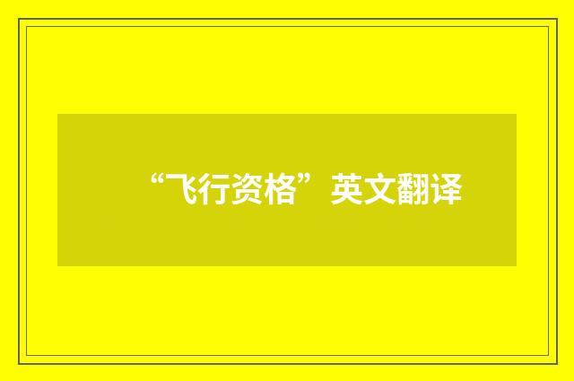 “飞行资格”英文翻译