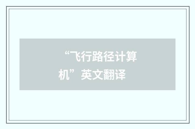 “飞行路径计算机”英文翻译