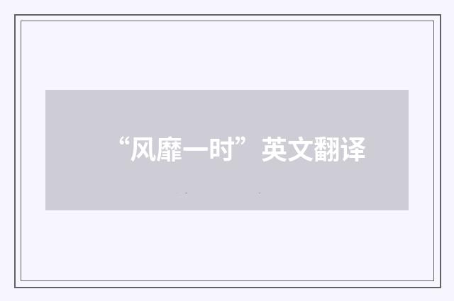“风靡一时”英文翻译