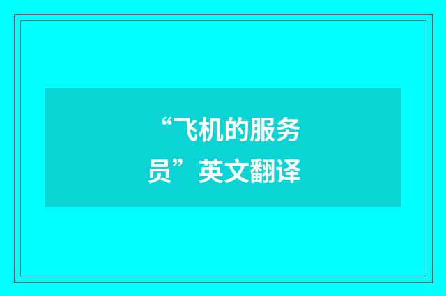 “飞机的服务员”英文翻译