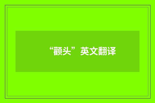 “颧头”英文翻译