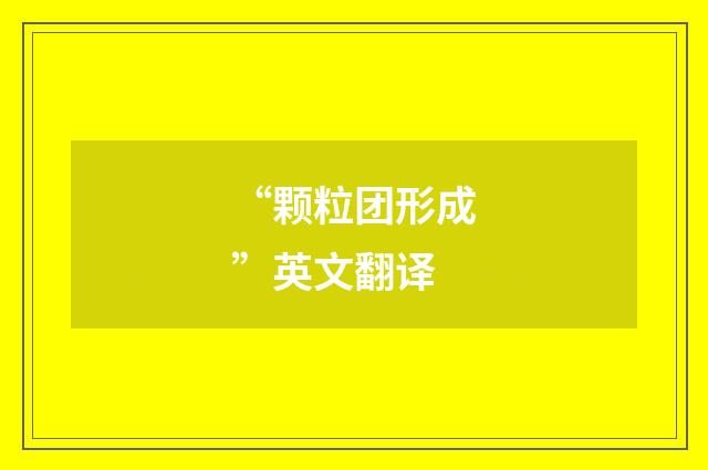 “颗粒团形成”英文翻译