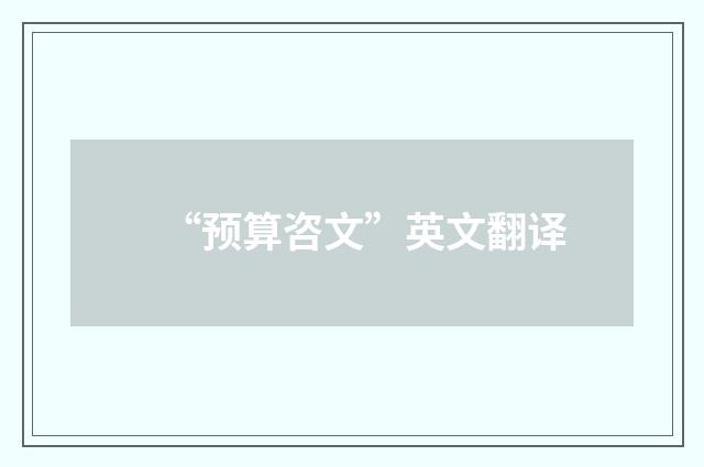 “预算咨文”英文翻译