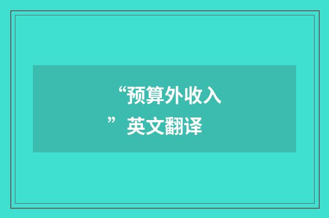 “预算外收入”英文翻译