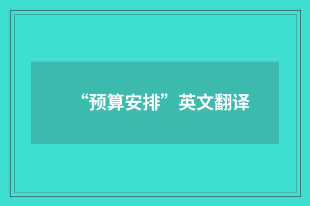 “预算安排”英文翻译