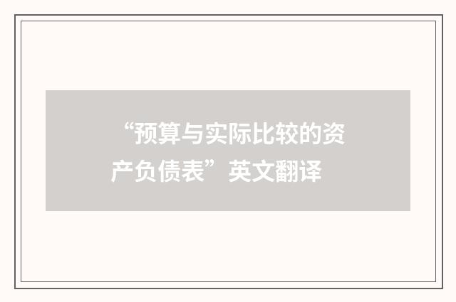 “预算与实际比较的资产负债表”英文翻译