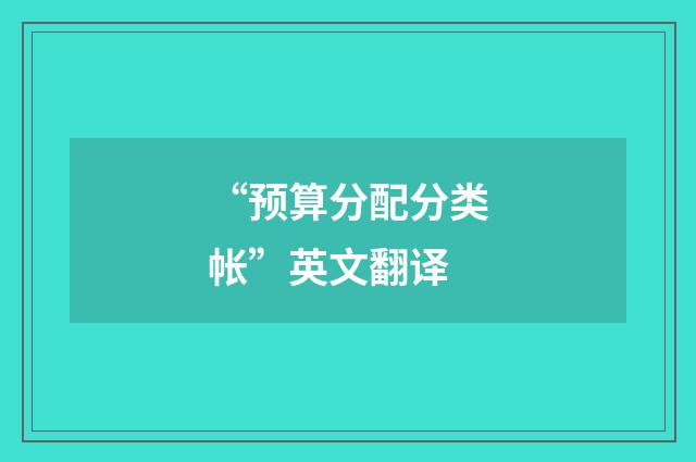 “预算分配分类帐”英文翻译