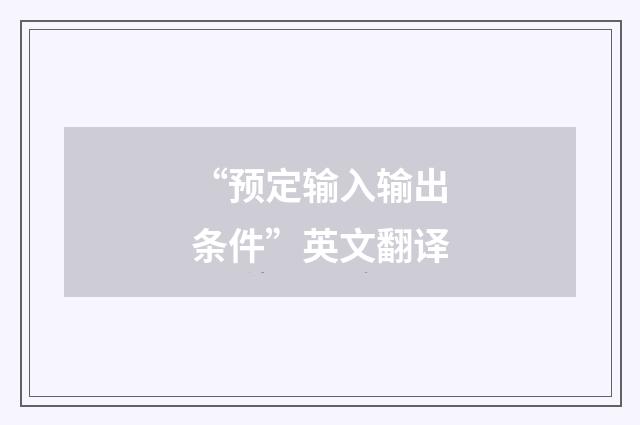 “预定输入输出条件”英文翻译