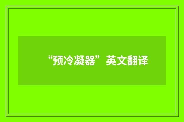 “预冷凝器”英文翻译