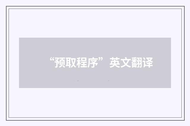 “预取程序”英文翻译