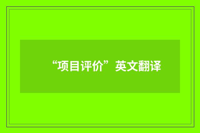 “项目评价”英文翻译