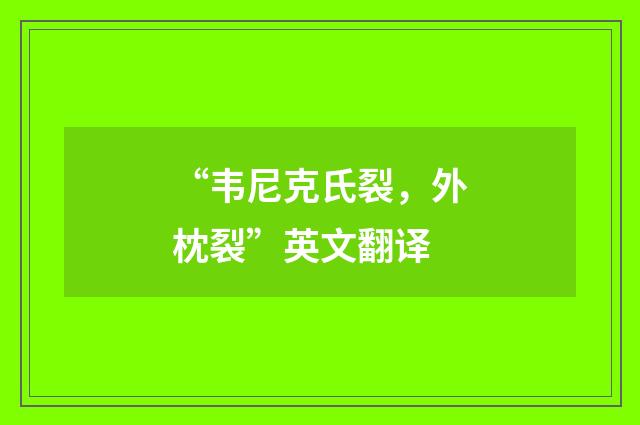 “韦尼克氏裂，外枕裂”英文翻译