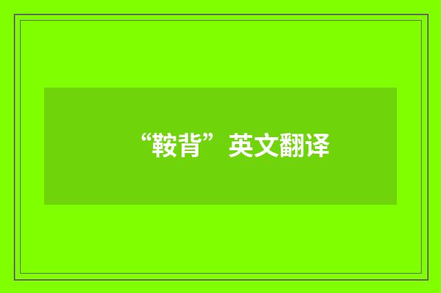 “鞍背”英文翻译