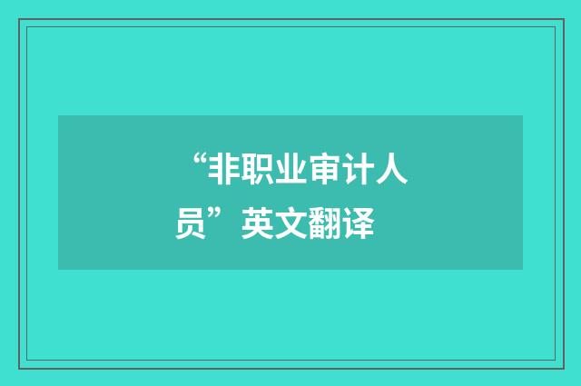 “非职业审计人员”英文翻译