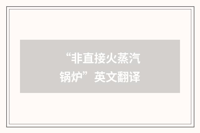 “非直接火蒸汽锅炉”英文翻译