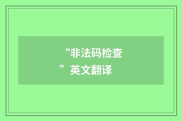 “非法码检查”英文翻译
