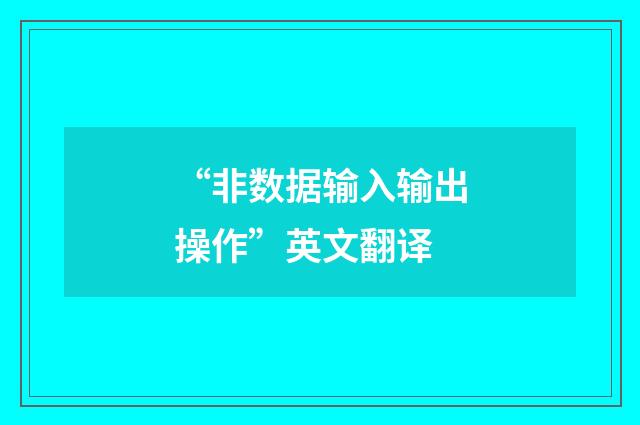 “非数据输入输出操作”英文翻译