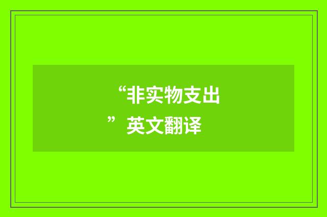 “非实物支出”英文翻译
