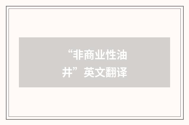 “非商业性油井”英文翻译