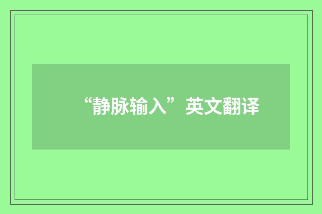 “静脉输入”英文翻译