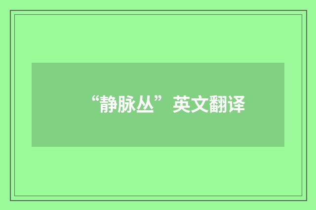 “静脉丛”英文翻译