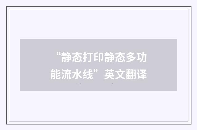 “静态打印静态多功能流水线”英文翻译