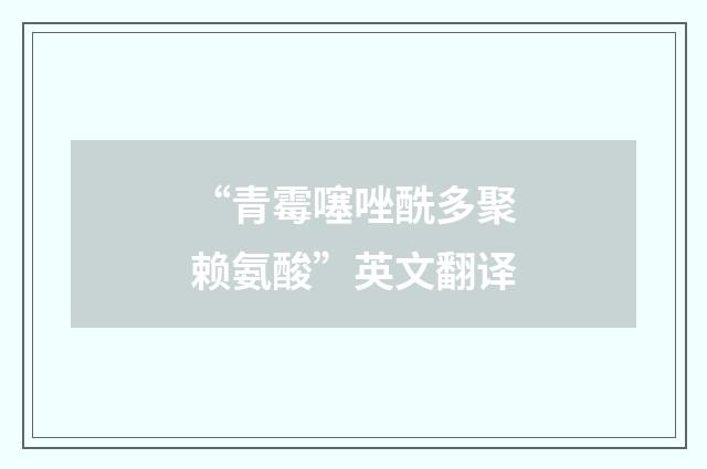 “青霉噻唑酰多聚赖氨酸”英文翻译