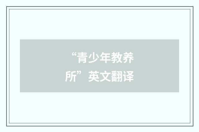 “青少年教养所”英文翻译