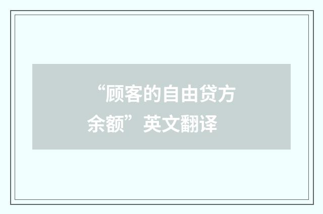 “顾客的自由贷方余额”英文翻译