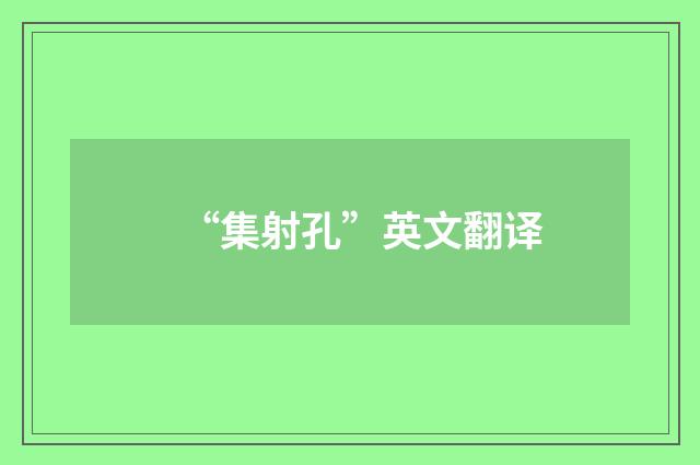 “集射孔”英文翻译