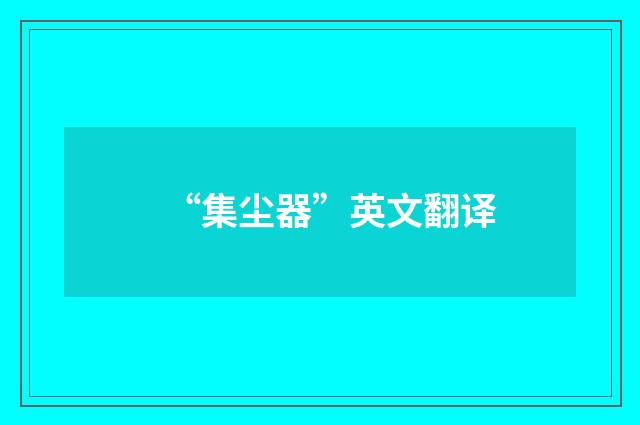 “集尘器”英文翻译