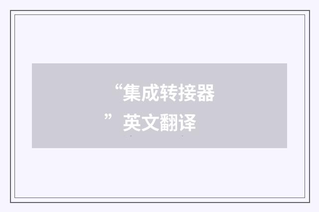 “集成转接器”英文翻译