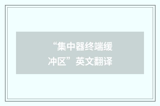 “集中器终端缓冲区”英文翻译