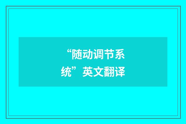 “随动调节系统”英文翻译