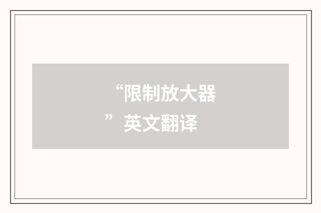 “限制放大器”英文翻译