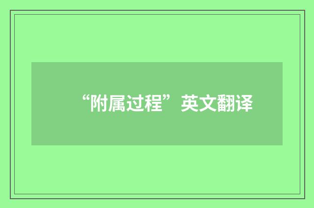 “附属过程”英文翻译