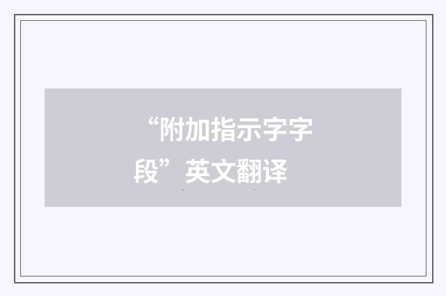 “附加指示字字段”英文翻译