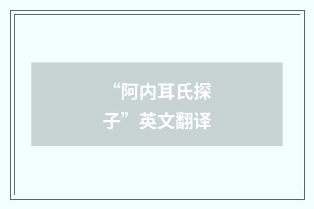 “阿内耳氏探子”英文翻译