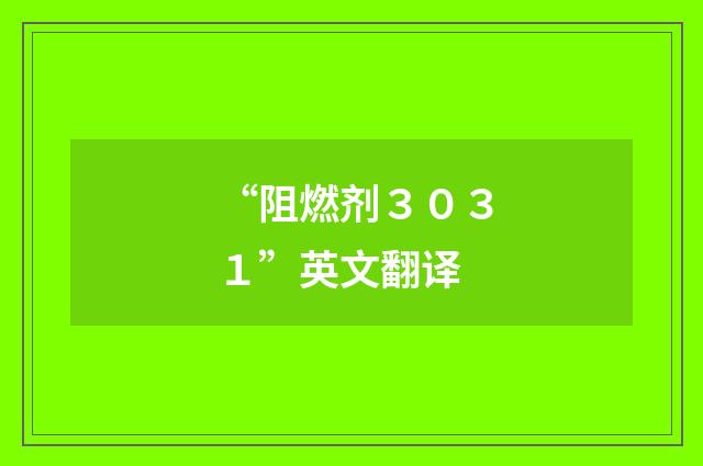 “阻燃剂３０３１”英文翻译