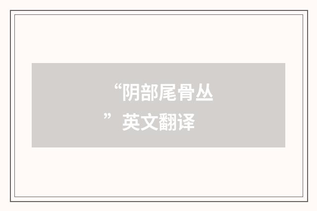“阴部尾骨丛”英文翻译