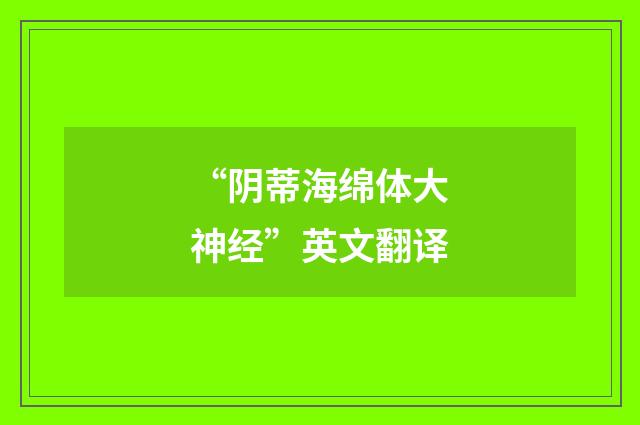 “阴蒂海绵体大神经”英文翻译