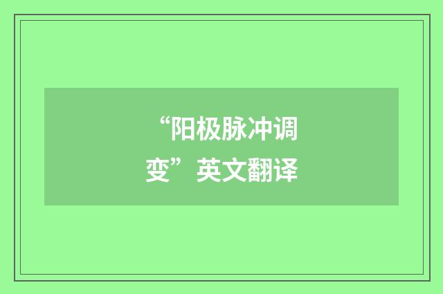 “阳极脉冲调变”英文翻译
