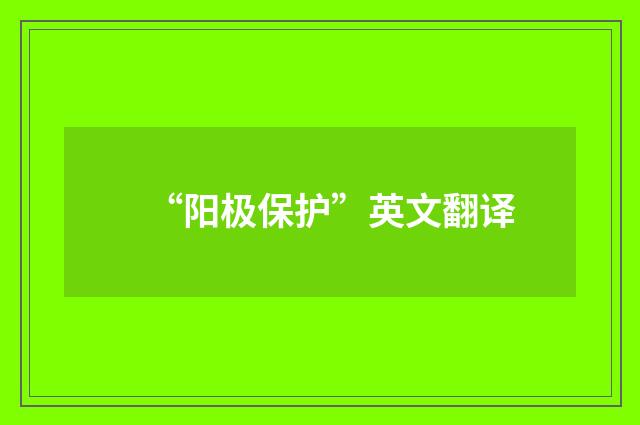 “阳极保护”英文翻译