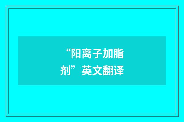 “阳离子加脂剂”英文翻译