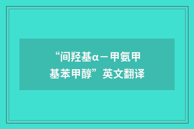 “间羟基α－甲氨甲基苯甲醇”英文翻译
