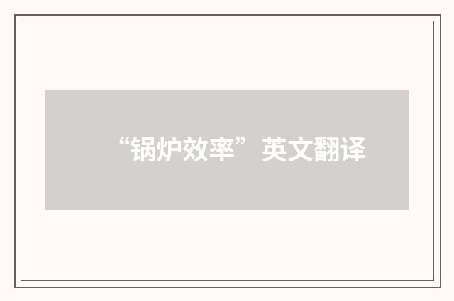 “锅炉效率”英文翻译