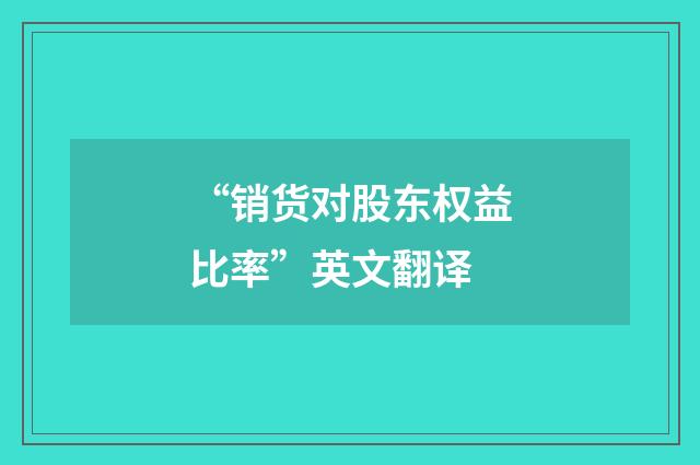 “销货对股东权益比率”英文翻译