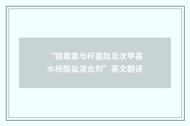 “链霉素与杆菌肽及次甲基水杨酸盐混合剂”英文翻译