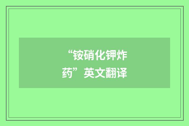 “铵硝化钾炸药”英文翻译