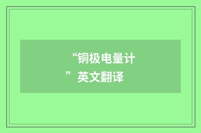 “铜极电量计”英文翻译
